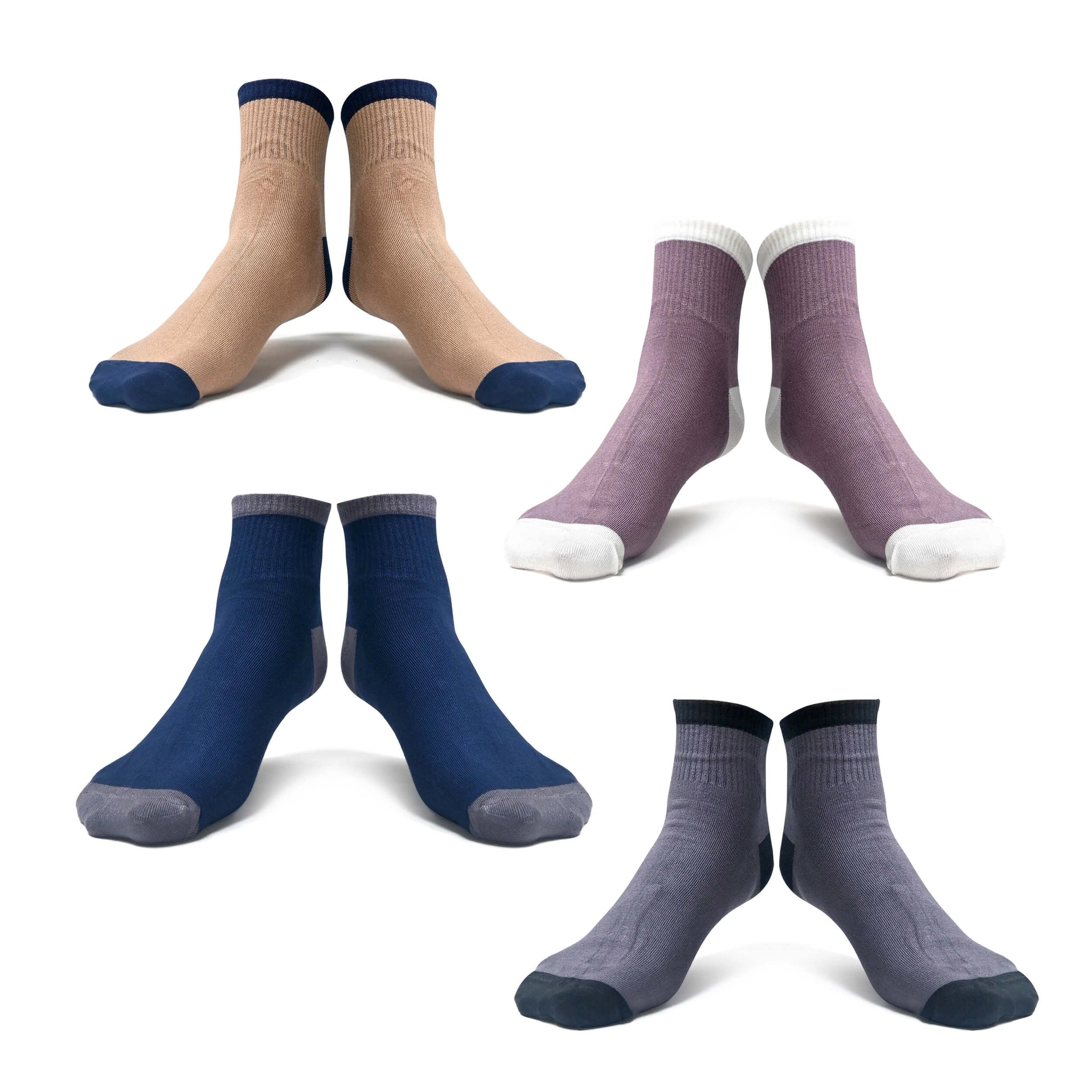 Men's cotton two tone ankle length socks (Pack of 4 pair)
