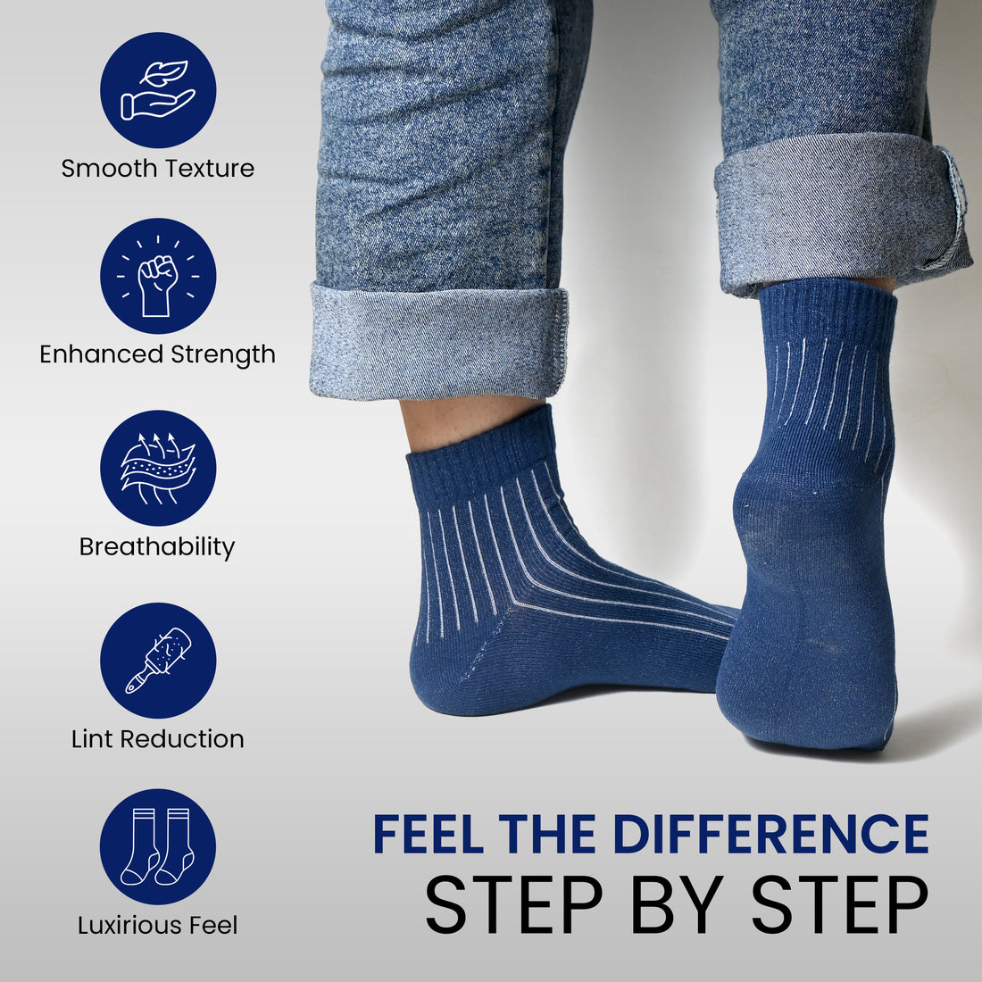 Men's Cotton Ankle Length Socks – Durable & Comfort (Pack of 3 Pairs)