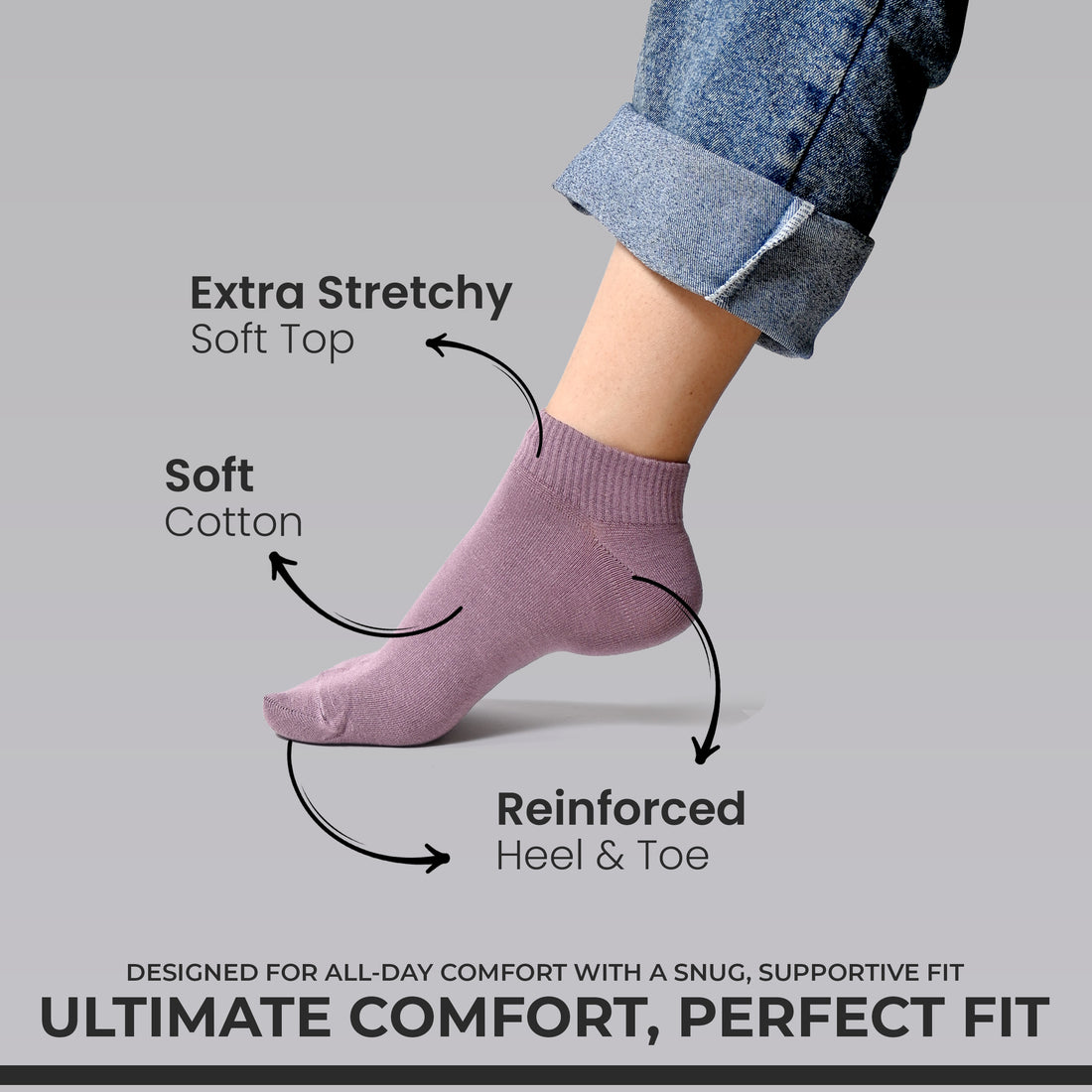 Men's Cotton Ankle Socks (Pack of 4 Pairs)